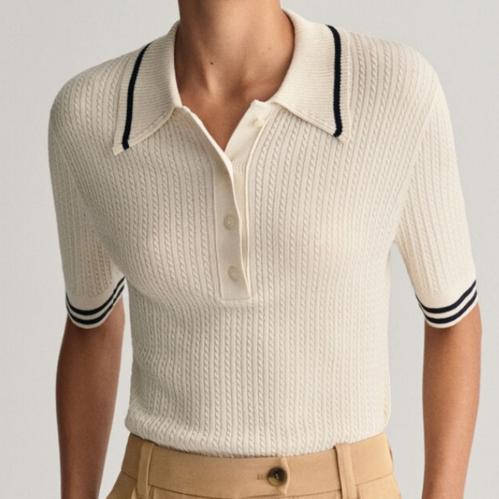 En Saison Cream Ribbed Collared Top - Picture 5 of 5